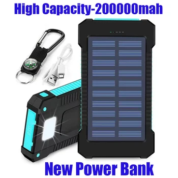 Оригинальный 200Ah Открытый Портативный Банк Солнечной Энергии Водонепроницаемый USBcompass Внешнее Зарядное Устройство для iPhone SmartphonePower BankLEDLight