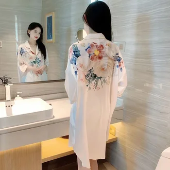 Пижамное платье Женское Лето 2023, новое высококачественное тонкое платье-рубашка большого размера, женская пижама для домашней обстановки