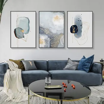 Плакат Nodic Свежие синие пузырьки Настенные панно для гостиной спальни Прохода Модные Медузы Холст Картина Украшение дома