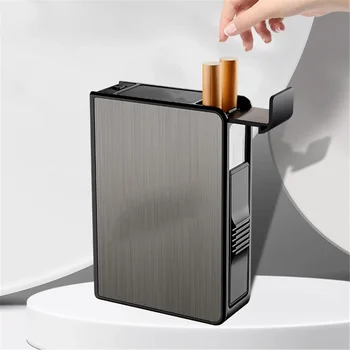 Портативный автоматический портсигар, водонепроницаемая металлическая коробка для сигарет, мундштук емкостью 20 штук, не зажигалка, гаджет для мужчин