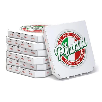 Поставщик из Китая по индивидуальному заказу пищевая гофрированная белая коробка для пиццы с печатью нестандартного размера для упаковки пиццы