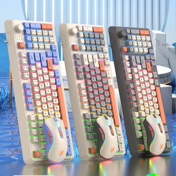 Проводная игровая клавиатура и мышь с механическим ощущением, RGB подсветка, 94 клавиши для настольного компьютера, ноутбука, компьютерной клавиатуры для геймеров, мыши