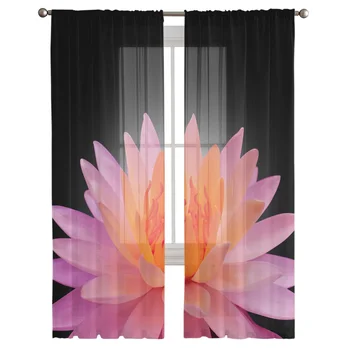 Прозрачная занавеска с цветущим розовым цветком Лотоса для гостиной, спальни, Вуалевой драпировки, кухонного окна, тюлевых штор, предметов первой необходимости.