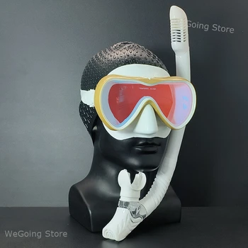 Профессиональная новая зеркальная маска для подводного плавания из закаленного стекла, снаряжение для подводного плавания с силиконовыми водонепроницаемыми колпачками для плавания