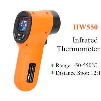 Ручной Инфракрасный Термометр HW550 Бесконтактный Цифровой Измеритель Температуры Промышленный Лазерный Пирометр ИК-Термометр -50-550 ℃