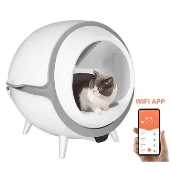 Самоочищающийся ящик для кошачьего туалета, автоматическое управление приложением, большая вместимость, защита от защемления, песочницы для зоотоваров
