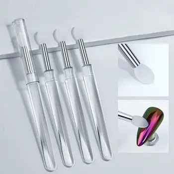 Силиконовая палочка-аппликатор для нейл-арта, Многоразовый инструмент для маникюра с хромированным блеском, новый легко наносящийся пигмент, силиконовая кисточка для ногтей