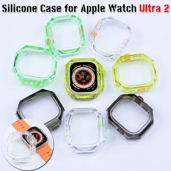 Силиконовый чехол для Apple Watch 49 мм Ultra 2 TPU Прозрачная защитная крышка Безель для часов iWatch серии Bumper Ремешок Аксессуары