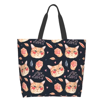 Сумка-тоут для поездок на работу - Женские сумки-тоут Love Me Cat, сумка для бассейна, пляжные сумки