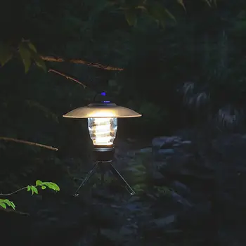 Фонарь для кемпинга со штативом, перезаряжаемый светодиодный светильник для кемпинга с регулируемой яркостью, Портативная маленькая лампа для кемпинга, теплый фонарь для палатки