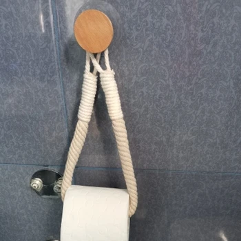 Хлопчатобумажная веревка ручной работы в богемном стиле, Стеллаж для хранения аксессуаров для ванной комнаты, держатель туалетной бумаги, деревянный рулон для бумажных полотенец