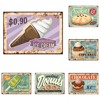 Холст ретро 50-х годов ресторан еда логотип поп-арт кухня ужин торт кекс подставка для мороженого холст кафе настенный художник домашнее украшение