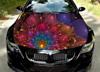 Художественные Цветочные Виниловые наклейки на капот автомобиля Оберните Виниловой пленкой Наклейки на крышку двигателя, Универсальную защитную пленку на капот автомобиля