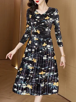 Черное Бархатное Платье с Цветочным Рисунком для Особых Мероприятий, Женское Осенне-Зимнее Роскошное Вечернее Платье Vestidos 2023, Корейское Элегантное Облегающее Вечернее Платье