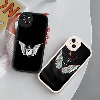 Чехол Для телефона Angel Wings Для iPhone 13 Pro Max 14 11 12 XR XS 7 8 Plus Из Овечьей Кожи Силиконовый Мягкий Чехол Funda Shell Черный