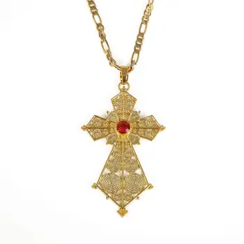 Эфиопские ювелирные изделия, ожерелье с подвеской золотого цвета, ювелирные изделия для африканских эритрейских женщин, свадебные украшения